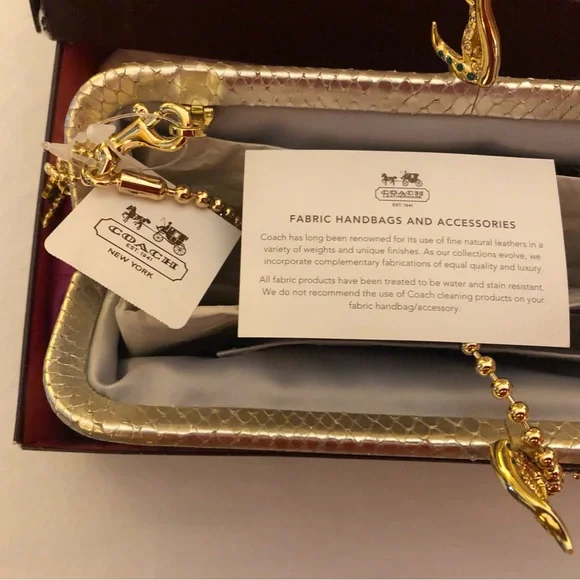 Coach Magenta "Flamed Heart" Clutch with Gold Accents; Tony Duquette; 2012 - Picture 7 of 14